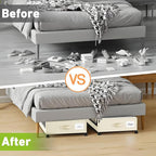 YAASHEEN Under Bed Storage with Wheels, Under the Bed Storage Containers with Clear Lids & Label, Underbed Storage Bins, XXL 60L Rolling Metal Drawer for Clothes, Shoes, Toys, Books (4-Pack Beige)