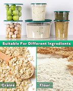 12QT NSF Food Storage Containers: 8 PCS [Food Grade][Hot&Cold Resistant] Commercial Clear Round Food Storage Containers with Scales Handles for Home Restaurant Kitchen Proof Dough(GREEN N)