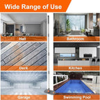 Floor Scrub Brush with Long Handle, BITOPE 3 in 1 Stiff Bristles Deck Brush 360° Rotating Floor Scrubber with Squeegee, Tweezer for Clean Patio, Deck, Tile, Concrete, Balcony Outdoor