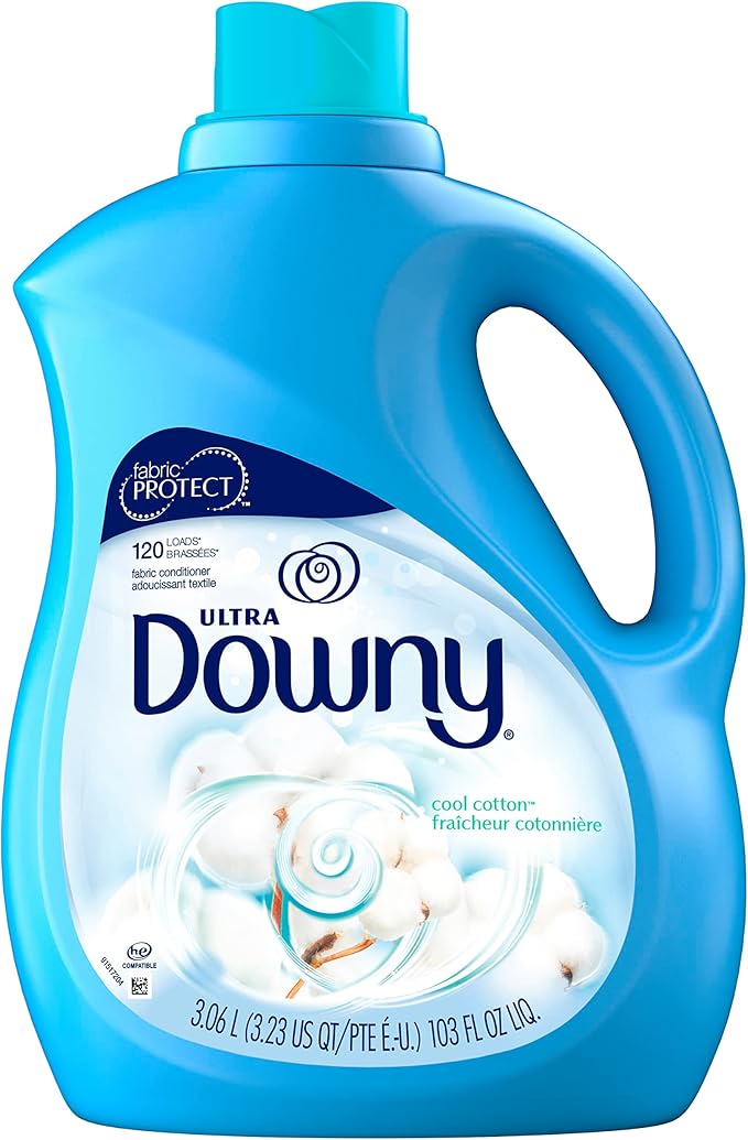 Downy Ultra Laundry Fabric Softener Liquid, Cool Cotton Scent, 103 Fl Oz, 120 Total Loads, Packaging May Vary