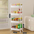 JOYZAN 4 Tier Rolling Carts with Wheels, Utility Cart with Handle and Locking Caster, Storage Cart for Kitchen, Office, Bedroom, Suitable for Diaper, Art Tools, Snack, Craft Storage Cabinet, White