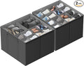 SUOCO 2 Pack Shoe Organizer for Closet, Fits up to 32 Pairs, Small Space Shoe Storage Boxes Bins Containers w/Adjustable Dividers and Clear Top, Grey