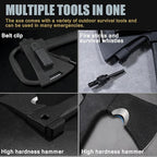 DOOM BLADE Camping Hand Axe with Sheath and Survival Gear - Lightweight Hatchet with Nested Serrated Wood Saw Knife and Magnesium Fire Starter Tools