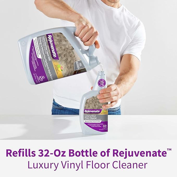 Rejuvenate Luxury Vinyl Floor Cleaner Refill, 1 Gallon, Gently Cleans and Revitalizes Luxury Vinyl Floors