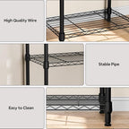 M MZG 5 Tiers Shelf Metal Storage Shelves Wire Rack Closet Organizers with Wheel for Garage Kitchen Bathroom Laundry Black 11.8" D x 17.7" W x 55" H