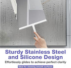 Kincmax All-Purpose Shower Squeegee - Stainless Steel Silicone Bath Squeegee - Window Shower Door Squeegee for Shower Glass Doors with Hook - Bathroom Shower Kitchen - Medium White