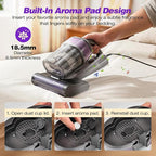 SakerPlus Powerful Bed Vacuum Cleaner,16KPa Mattress Vacuum with 36,000 Pulses/Min Beating & 140°F Warm Air, 3-Cup Cyclone System, Smart Display, Handheld Vacuum for Bed Sofa Couch Pet Hair