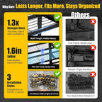 64''W XLarge Power Tool Organizer Wall Mount | Modular & Corner-Fit 820lbs Storage Rack with 8 Cordless Drill Holder | 4-Tier Heavy Duty Metal Utility Shelf for Garage Workshop Organization