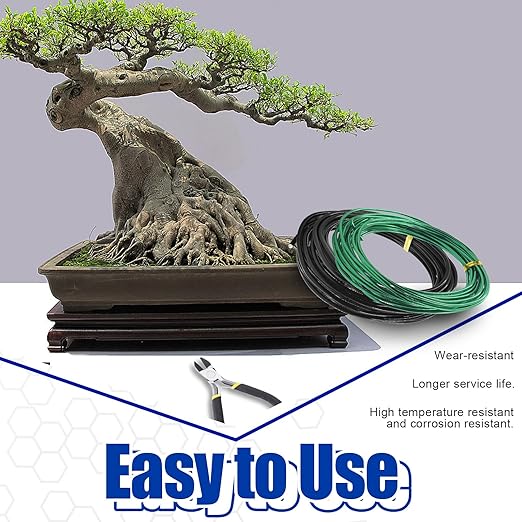 Glarks 4 Rolls Bonsai Wires Kit, 2mm 3mm 1mm 1.5mm Aluminum Bonsai Training Wire Tree Branches with Wire Cutter, 164 Feet Anodized Aluminum Set for Holding Bonsai Branches Small Trunks