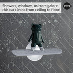 OTOTO Chill Cat Squeegee - Cute Kitchen Accessories, Cute Bathroom Decor, Black Bathroom Accessories, Shower Accessories, Shower Squeegee for Glass Doors, Small Bathroom Squeegee, Cat Gifts