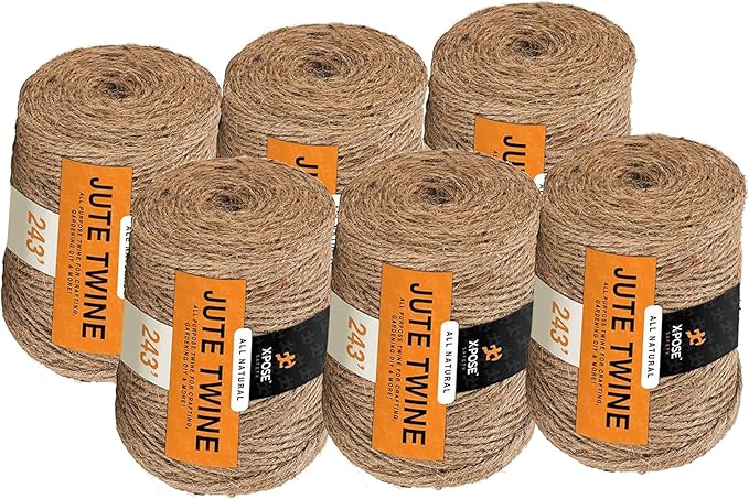 Jute Twine - 3 Ply Brown Roll 243 Feet Natural Jute String for Crafts, Packaging, Wrapping, Decorative Rope Cord for Hanging Ornaments (6 Packs)