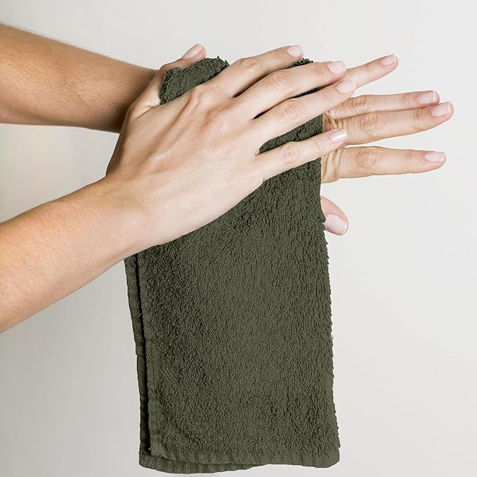 Utopia Towels 24 Pack Cotton Washcloths Set, 100% Ring Spun Cotton, Premium Quality Flannel Face Cloths, Highly Absorbent and Soft Feel Fingertip Towels, Dusty Olive