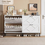 Nicetree Shoe Cabinet with 2 Flip Drawers, Freestanding Shoe Organizer, Shoe Cabinet with Metal Legs, Narrow Shoe Rack Cabinet for Entryway, Foyer, Hallway, White