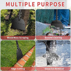 REAPALOT Multifunctional Garden Cleaning Shovel, 53.5inch Heavy Duty Flat Shovel, Stainless Steel Long Handle Lawn Edging Scraper, Outdoor Floor Scraper for Weeding and Snow Ice Removal - Black Red