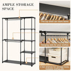 Neatrays Portable Closet, Freestanding Wardrobe Closet Organizers and Storage,Open Clothing Racks for Hanging Clothes with 4 Shelves and 2 Hanging Rods，47.8x15.8x63.4 Inches