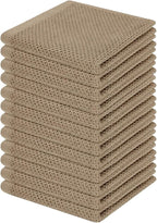 Homaxy 100% Cotton Waffle Weave Kitchen Dish Cloths, Ultra Soft Absorbent Quick Drying Dish Towels, 12 x 12 Inches, 12-Pack, Tan