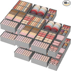 Lifewit Drawer Organizer Clothes for Closet 48 Pack, 3 Sizes Underwear Wardrobe Drawer Dividers, Fabric Foldable Dresser Storage Organizer Bins for Sock/Bra/Lingerie/Undies, Light Gray