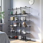 TUMUCUTE Wire Cube Storage Organizer, 25-Cube Metal Storage Shelves Bookshelf, Stackable Modular Closet Organizer for Bedroom Living Room, Office,Storage Shelves