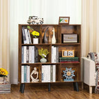 LEYAOYAO 8 Cube Bookshelf,3 Tier Bookcase with Legs,Rustic Brown Mid-Century Modern Bookshelves,Large Open Storage Organizer Shelf, Wooden Book Case