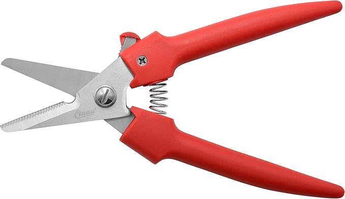 Clauss Spring-Action Stainless Steel Wire Cutters / Pruning Shears For Gardening, Red, 7.5’’ (33503)