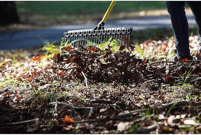 THE GROUNDSKEEPER II Rake 55-inch Lightweight Fiberglass Handle, 21-inch Head, Durable Steel Tines for Gardening, De-Thatching or Professional Landscaping