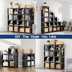 Mavivegue Bookshelf,16 Cube Storage Organizer,Book Shelf Organizer,Tall Bookcase,Black Cube Shelf Cubbies Closet Storage Shelves for Bedroom,Living Room,Home,Office, 16-Grid