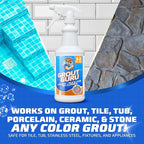 Gel Grout Cleaner for Tile Floors 1 Quart Made in USA - Heavy Duty Gel Bathtub Cleaner for Dirt and Grim, Safe in Colored Grout, Ceramic Floor, Bathroom Shower Kitchen Outdoor Porcelain