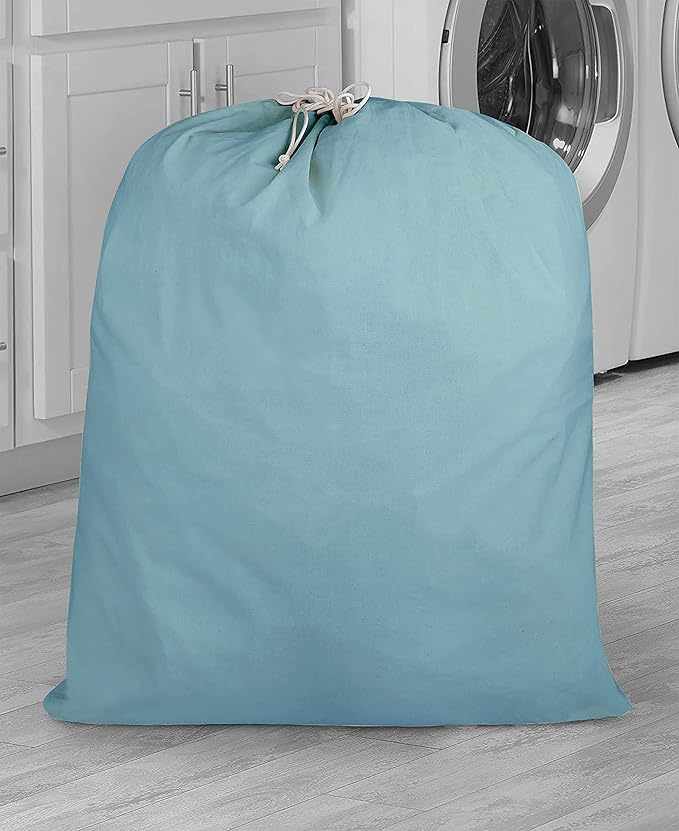 Urban Villa Laundry Bag Canvas|Dirty Clothes Travel Laundry Bag|Machine Washable|Reusable College Hostel Hamper Liner Bag for Garments Delicates Drawstring Closure 4 Pack Aqua Color|Size 28X36 Inches