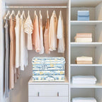 senya Large Storage Bins with Linen Collapsible Foldable Storage Cubes Fabric Closet Organizer Containers box with Flip-Top Lid for Home Bedroom Office 16.7 x 12.6 x 11.8in (Fish Shells Light Blue)