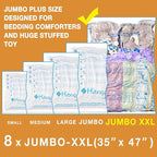 XXL Jumbo 47''X35'' Vacuum Storage Space Saver Bags Extra Large for Blanket, Bedding, Comforters (8 Pack)
