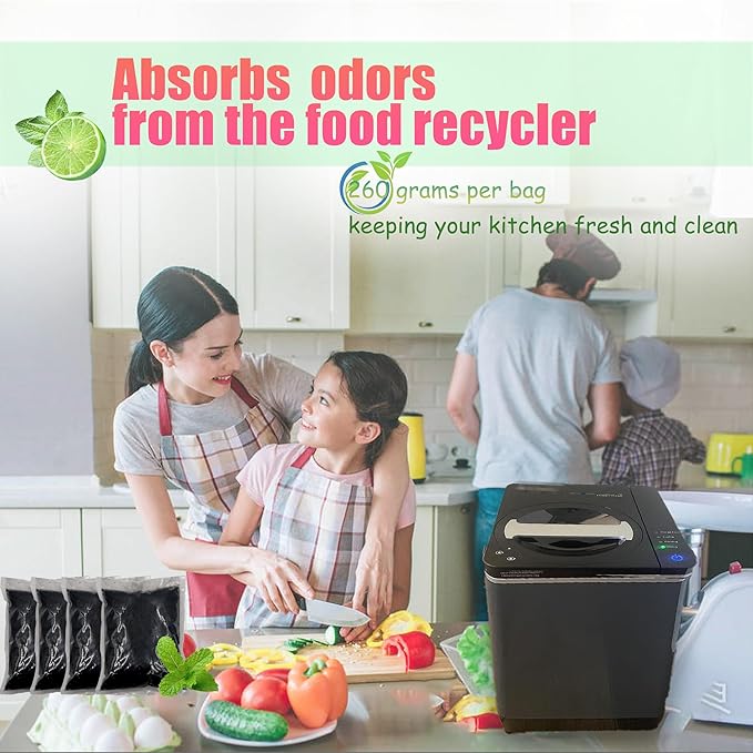 4 Pack Odor Absorbing Filter Refills for Vitamix FC-50-SP Foodcycler Smart Waste Composter, Replacement Activated Charcoal Filters Compatible with Vitamix Electric Compost Bin