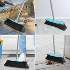 Blue Indoor Broom 54" Long Handle House Broom for Floor Cleaning Sweeping Broom for Kitchen, Garage, Lobby, Patio and Garden