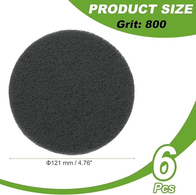 Power Scrub Pads, Scrubbing Pads 800 Grits Scouring Discs - Fitting for (Home Kitchen Cleaning - Drill Attachment - Scrubber Replacement) 6 Pcs & 5 Inch & Dark Gray