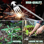 Hand Weeder Tool, Stainless Steel Handle Manual Weeder Tool, Pull Up Weeder Tool, Weed Discharge Tool, 4-Tooth Weeder Tool, Weeder Tool for Gardening 16inch