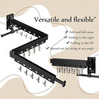 Wall Mounted Collapsible Clothes Drying Rack, Durable Space-Saving Laundry Drying Rack Clothing Hanger, Upgraded with Clips and Windproof Holes