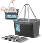 CleverMade Collapsible Tote Basket MAX (64L) – Extra Large Foldable Carry-All Storage Bin with Front Pocket, 60 lb Capacity Laundry Basket for Home, Dorm, RV & Trunk Organization