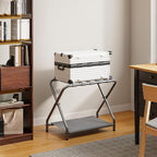 HOOBRO Luggage Rack, Pack of 2, Folding Suitcase Stand with Fabric Storage Shelf for Guest Room, Bedroom, Hotel, Holds up to 100 lb, 27 x 15.3 x 22 Inches, Space Saving, Gray GY04XLP201