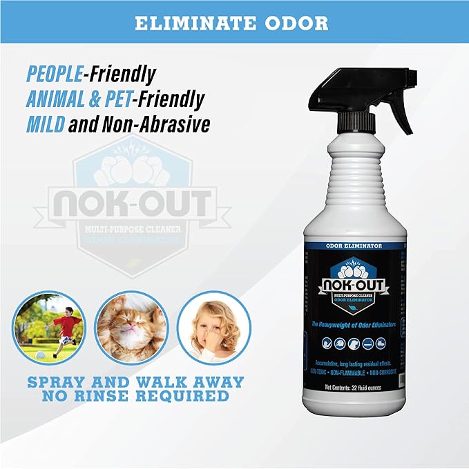 NOK OUT Odor Remover, Pet Deodorizer and Cleaning Spray, Made in the USA, 32 Fluid Ounce Spray, 4-Pack