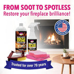Quick 'n Brite Fireplace Cleaning Kit – Includes 16 oz Fireplace Glass Cleaner, 32 oz Gel Fireplace Cleaner, Scrub Brush, Sponge and Microfiber Towel