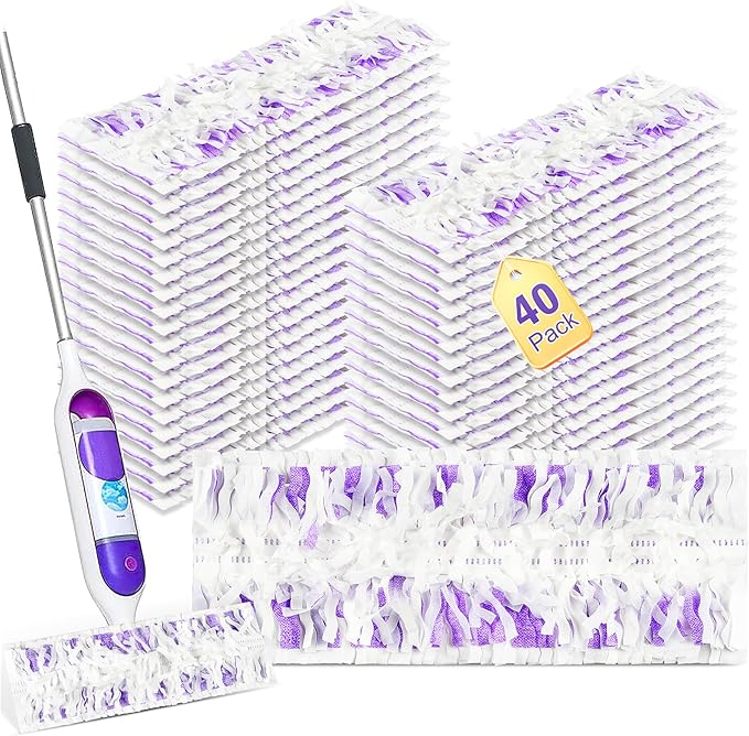 40 Pack Disposable Refill Pads for Power Mop Multi-Surface and PowerMop Wood Mop, Repalcement Spray Mopping Pads for All Safe Floors