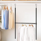 Simple Houseware Adjustable Closet Hanging Rod, Black
