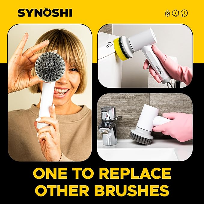 Electric Spin Scrubber, Power Cleaning Brush with 3 Heads, Cordless Waterproof Shower Scrubber with Dual Speed, Perfect for Cleaning Bathroom, Tile, Cars, Floor. Electric Scrub Brush for tub