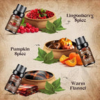 Fall Essential Oils Set, Pumpkin Spice, Frankincense & Myrrh, Cinnamon Sugar, Fall Scented Oil for Candle, Soap Making, Essential Oils for Diffuser Home 6 * 10 ml