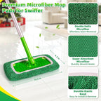 Reusable Microfiber Mop Pads Compatible with Swiffer Sweeper Mop - Heavy Duty Wet Pads Refill & Washable Wet Cloths for Multi-Surface Floor Mopping - Stubborn Stains Removal (Forest Green ）