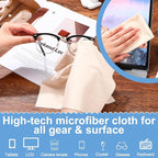 Frienda 12 Pack Large Microfiber Glass Cleaning Cloths 12 x 12 Inch Oversized Eyeglass Sunglasses Cleaning Cloths for Electronics Glasses Screens and Lenses(Beige)