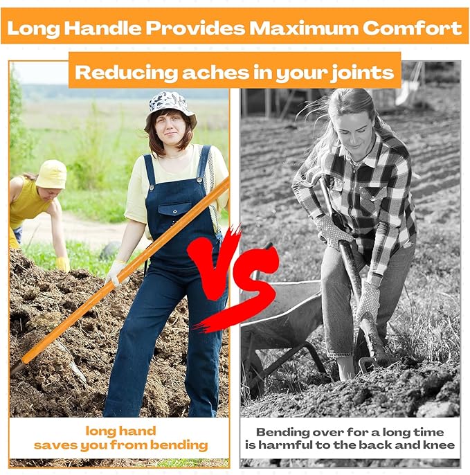 4 Sets Pitch Fork 10 Tines Wide Manure Fork with Long Handle Heavy Duty Muck Rake Broadfork Garden Tool for Gardening Horse Stall Picking up Manure Farm