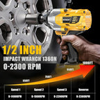 Cordless Impact Wrench Compatible with DeWalt 20V Battery: 1/2 Inch Hog Ring Impact Driver - High Torque - 1360N.m/1000Ft-lbs Cordless Impact Gun - Brushless Motor with LED Light - Tool Only