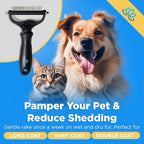 Equinox Dog Grooming Scissors & Deshedder - 7 in 1 Pet Grooming Scissors Set with undercoat brush - Curved Dog Scissors with safety tips - Includes Thinning & Rounded Shears - For dogs & cats