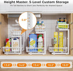 Under Sink Organizer,2 Pack 2 Tier Under Sink Organizers and Storage,Slide Out Pull Out Cabinet Organizer Shelf,Metal Sliding Drawer for Kitchen Bathroom Pantry Cabinet Closet Organization Rack White