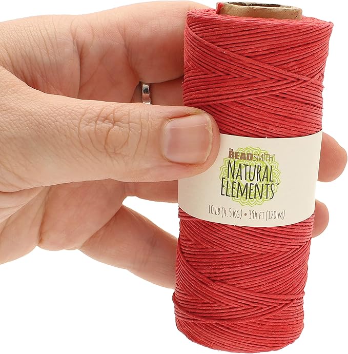 The Beadsmith 100% Hemp Cord – Scarlet Color – 1mm, 394 Foot Spool, 10LB Test Strength – Twine for Jewelry Making, Macrame, Paper Crafts, Gardening, Scrapbooking, Home Décor, DIY String Art & More